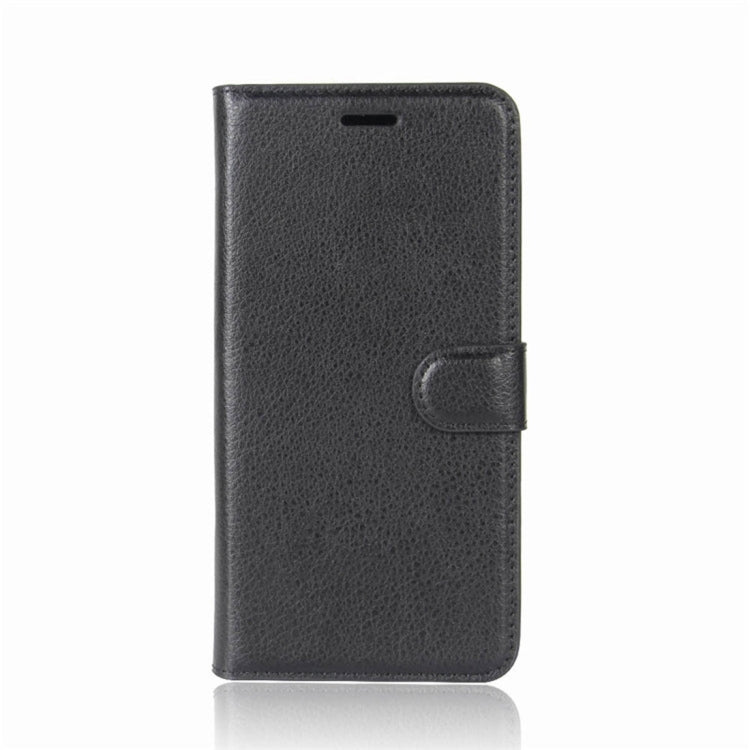 Black litchi-texture leather flip cover for Galaxy Note 8 with snap wallet tab