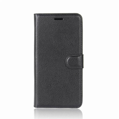 Black litchi-texture leather flip cover for Galaxy Note 8 with snap wallet tab