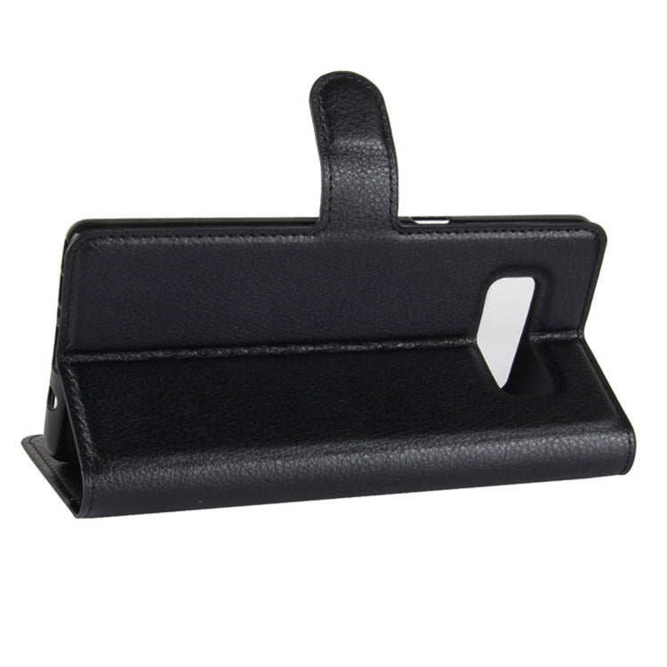 Black flip leather wallet case with fold-out stand for Galaxy Note 8