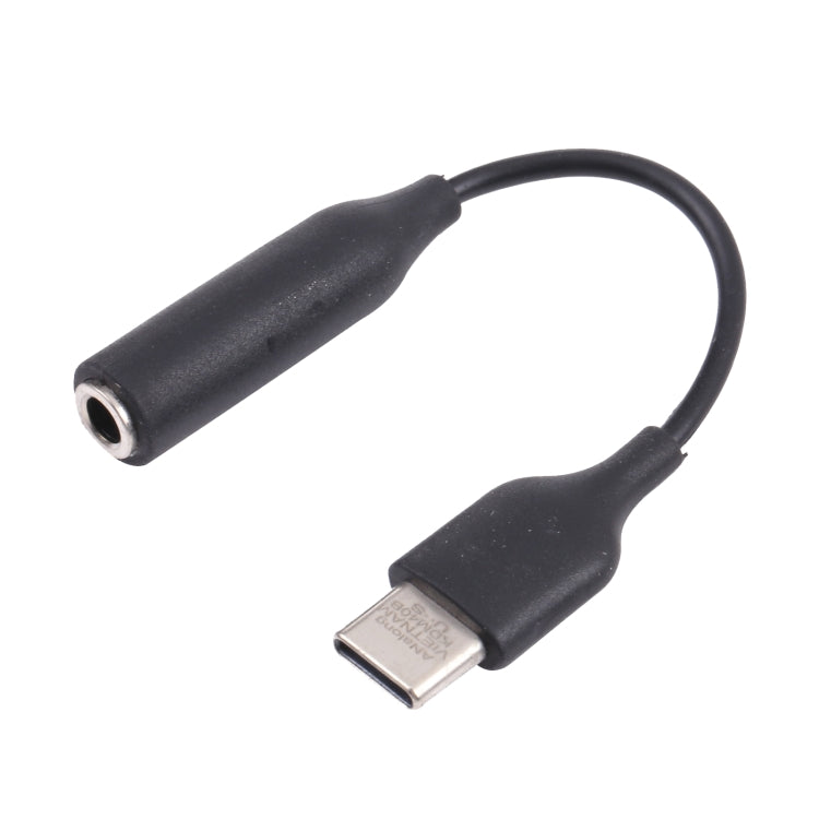 Black USB-C to 3.5mm audio adapter with 3.5mm female jack