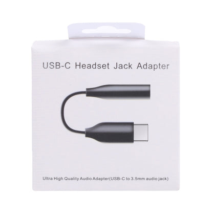 USB-C headset jack adapter package with dual connector illustration