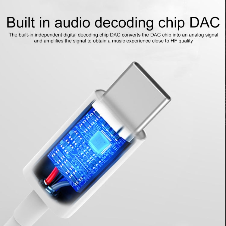 USB-C audio adapter plug with circuitry graphic shown inside connector
