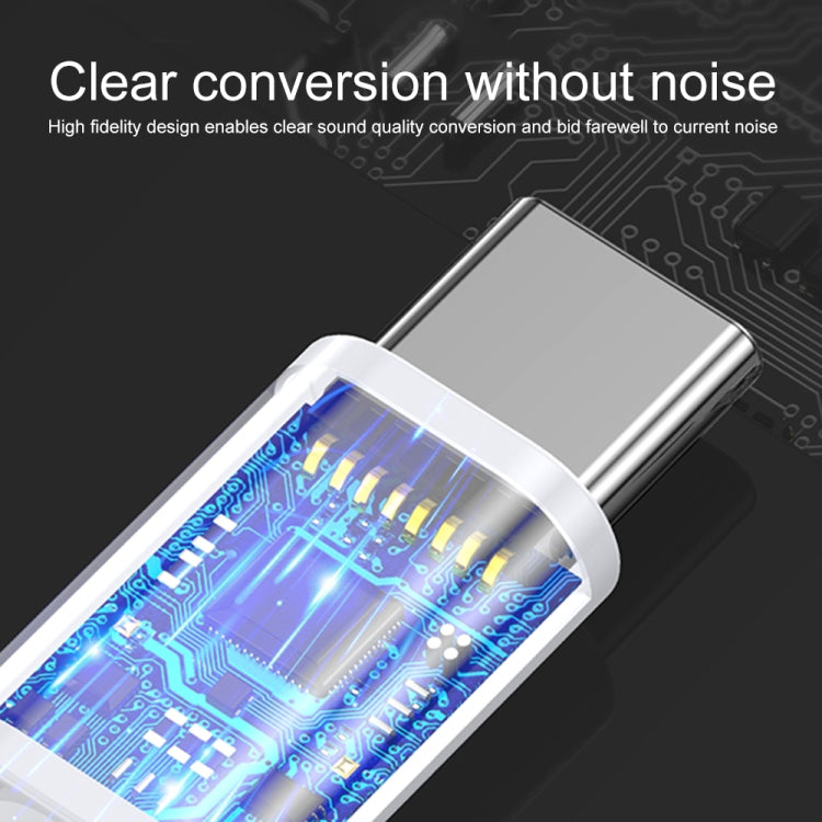 USB-C audio adapter connector with circuitry graphic overlay