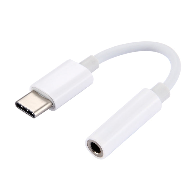 USB-C to 3.5mm audio adapter cable showing USB-C plug and 3.5mm jack