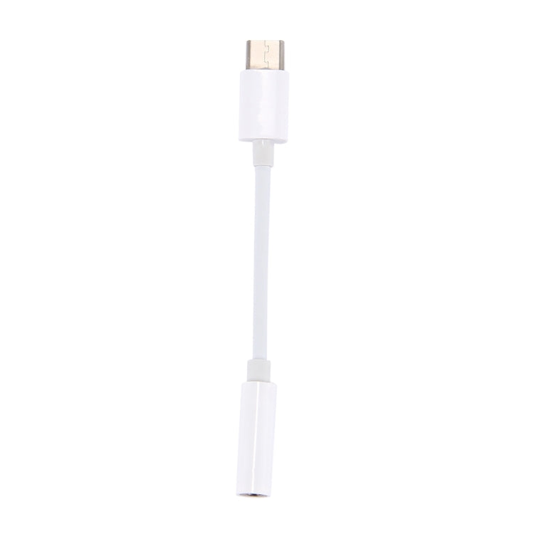 USB-C audio adapter cable with USB-C connector and 3.5mm jack end