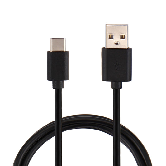 Black USB 2.0 to USB-C charging data cable with USB-A and USB-C connectors, 1m