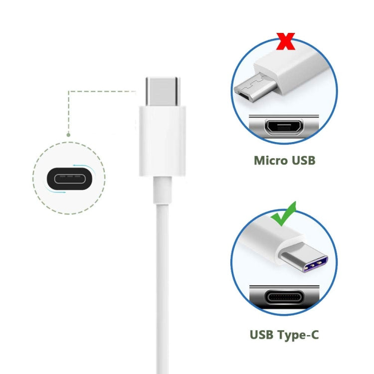 White USB-C to USB-A charging data cable with Type-C plug shown, 1m