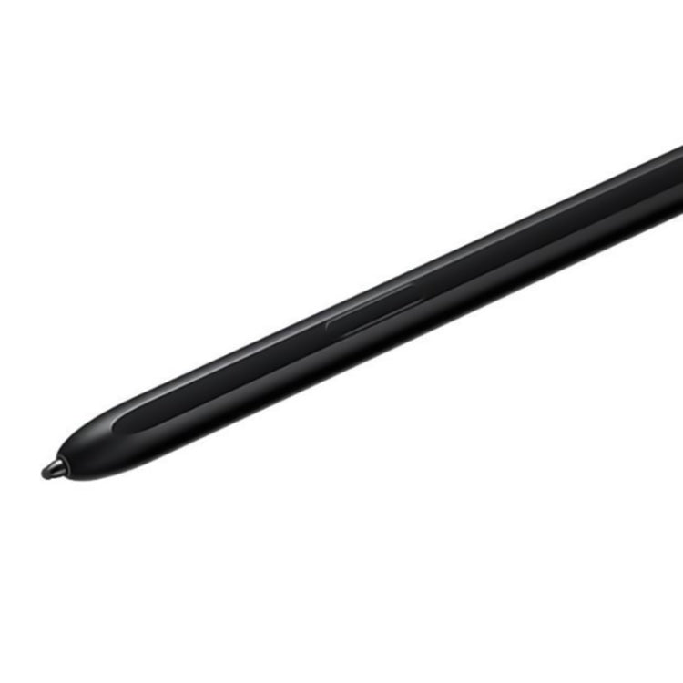 Close-up of a slim black stylus pen tip for precise touchscreen input.