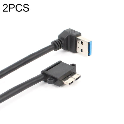 Two USB-A to micro USB 3.0 elbow charging/data cables, 27cm, black connectors.