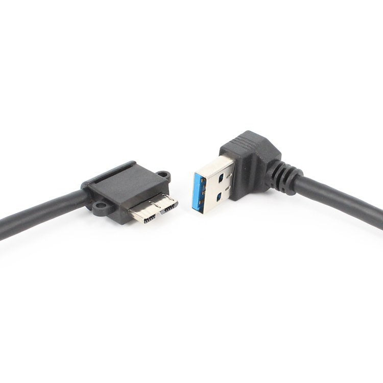 USB-A to micro USB 3.0 elbow cable pair with 27cm black connectors.