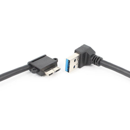 USB-A to micro USB 3.0 elbow cable pair with 27cm black connectors.