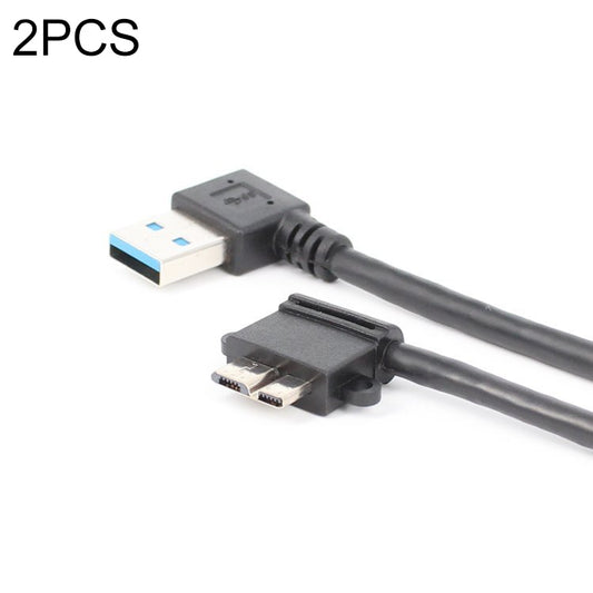 Right-angle USB to Micro-USB 3.0 cable, black, USB-A to Micro-B ends (2-pack)
