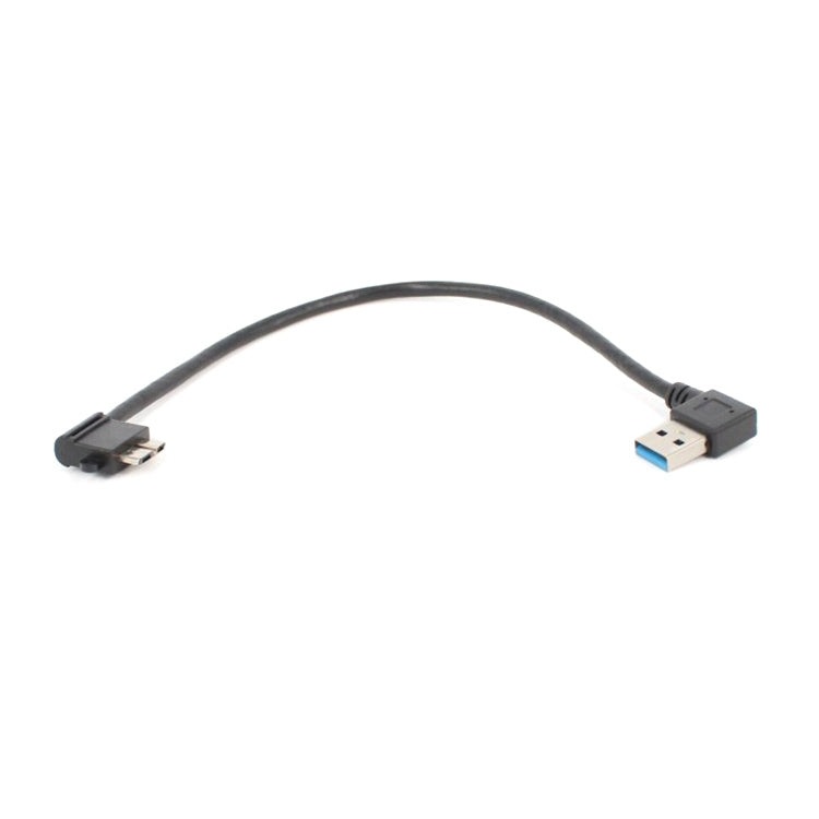 Right-angle USB to Micro-USB 3.0 cable, black, curved USB-A to Micro-B connector