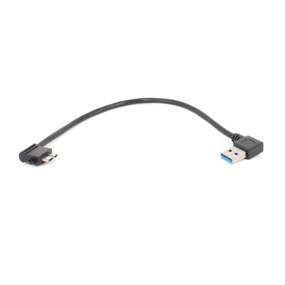 Right-angle USB to Micro-USB 3.0 cable, black, curved USB-A to Micro-B connector