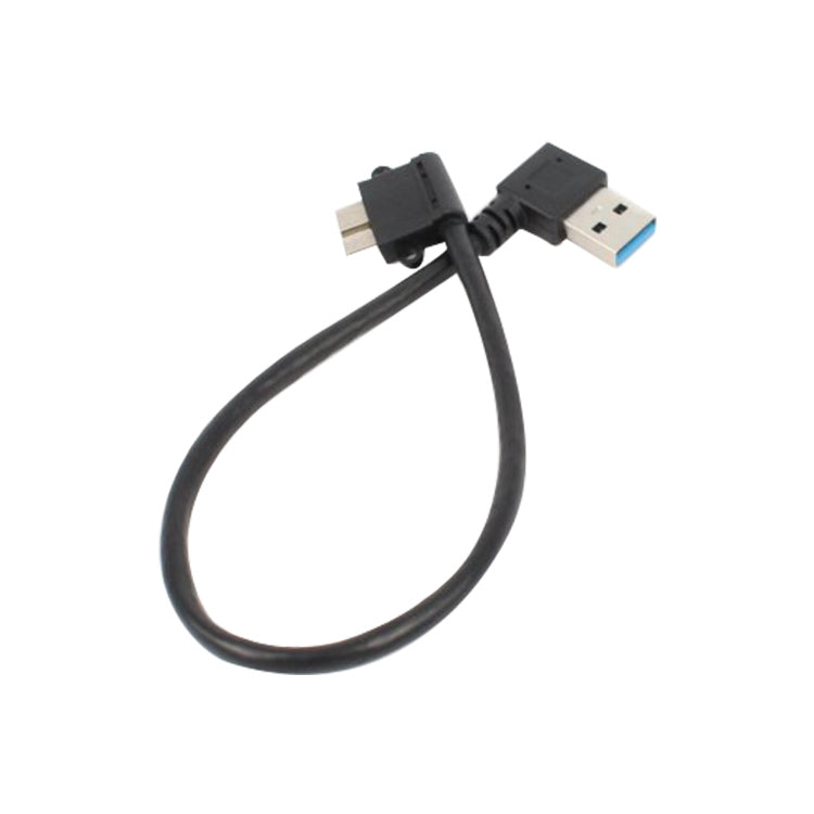 Right-angle USB to Micro-USB 3.0 cable, black, elbow connectors on both ends