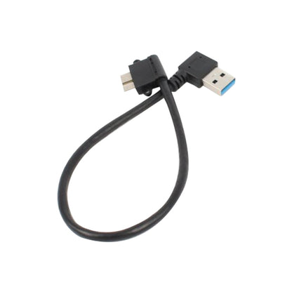 Right-angle USB to Micro-USB 3.0 cable, black, elbow connectors on both ends