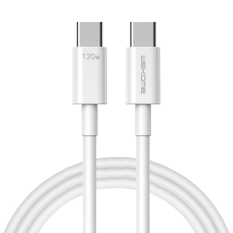 White USB-C to USB-C fast charge data cable with two metal-tipped connectors