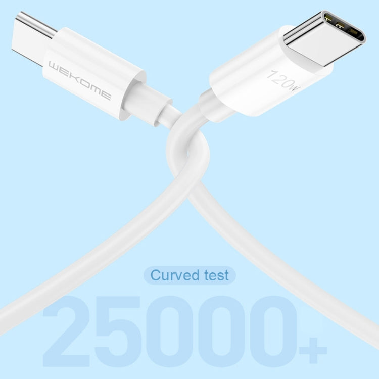 White USB-C to USB-C fast charge cable shown with two Type-C plug ends