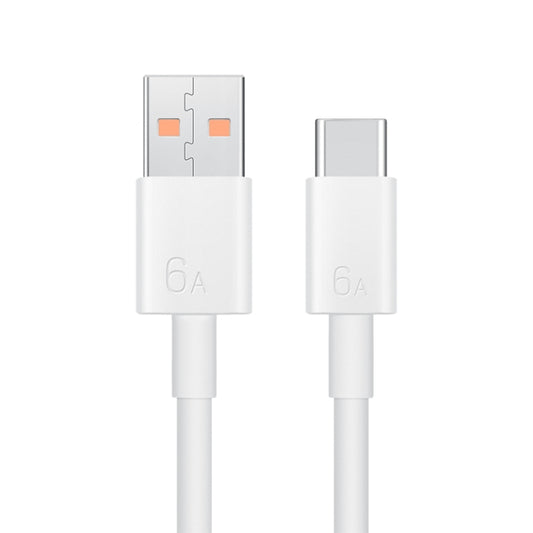 USB-A to USB-C data cable with 6A molded connectors, white