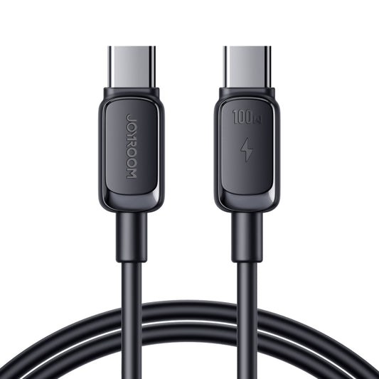 Black USB-C to USB-C fast charging cable with metal connector ends