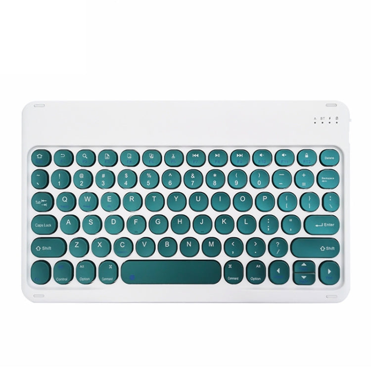 Teal round-key Bluetooth wireless tablet keyboard with scissor keys and Enter key