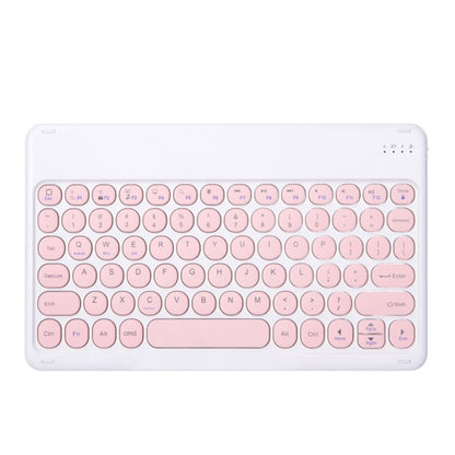 Pink round-key Bluetooth wireless tablet keyboard with scissor keys and slim touchpad area