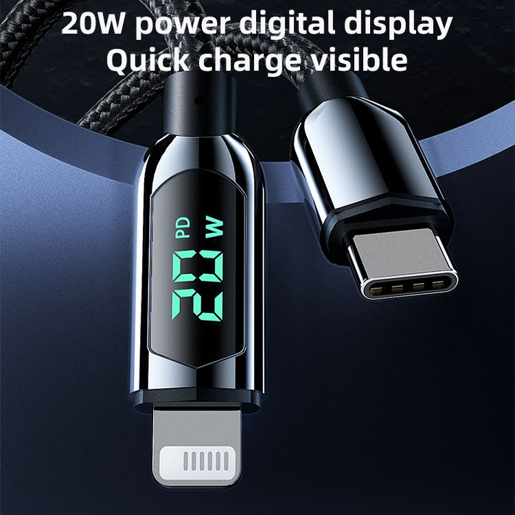 Type-C plug with digital LED power display on a USB charging cable