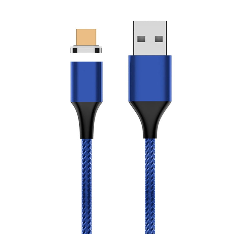USB to Micro USB magnetic data cable with blue braided nylon jacket