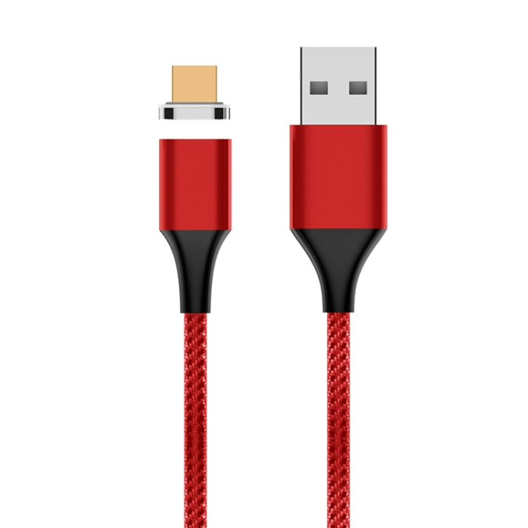 USB to Micro USB magnetic data cable with red braided nylon jacket