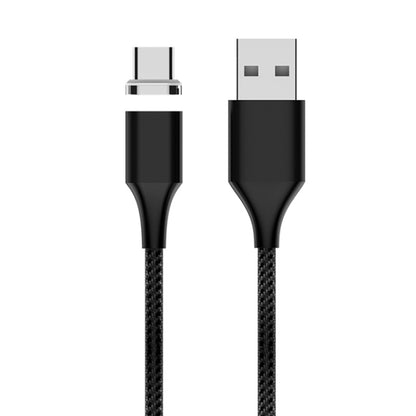 Black nylon braided magnetic USB-A to USB-C data cable with USB-C and USB-A connectors