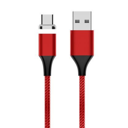 Red nylon braided magnetic USB-A to USB-C data cable with USB-C and USB-A connectors
