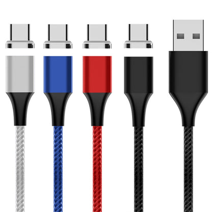 Assorted color nylon braided magnetic USB-A to USB-C data cables with USB-A and USB-C ends