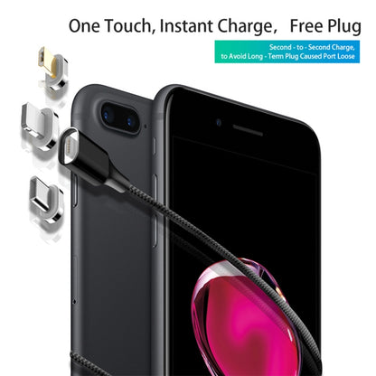 Black nylon braided magnetic USB-A to USB-C cable with magnetic charging connector tip
