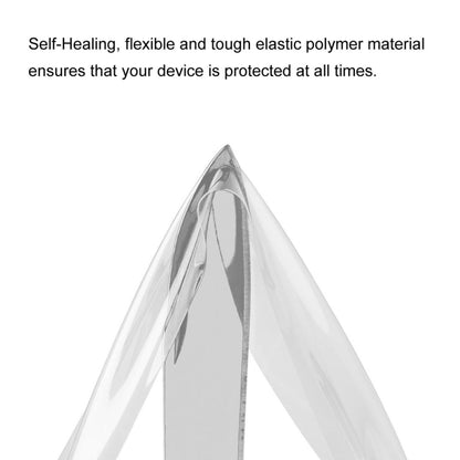 Transparent flexible screen protector film, self-healing polymer sheet folded