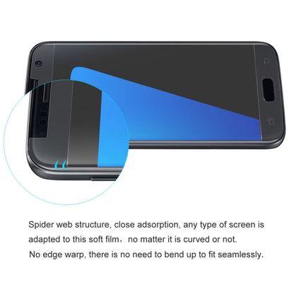 Full-screen hydrogel protector on phone with lifted corner edge and transparent film