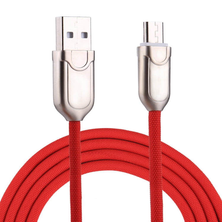Red braided Micro USB to USB 2.0 charging and sync cable, USB-A and Micro USB