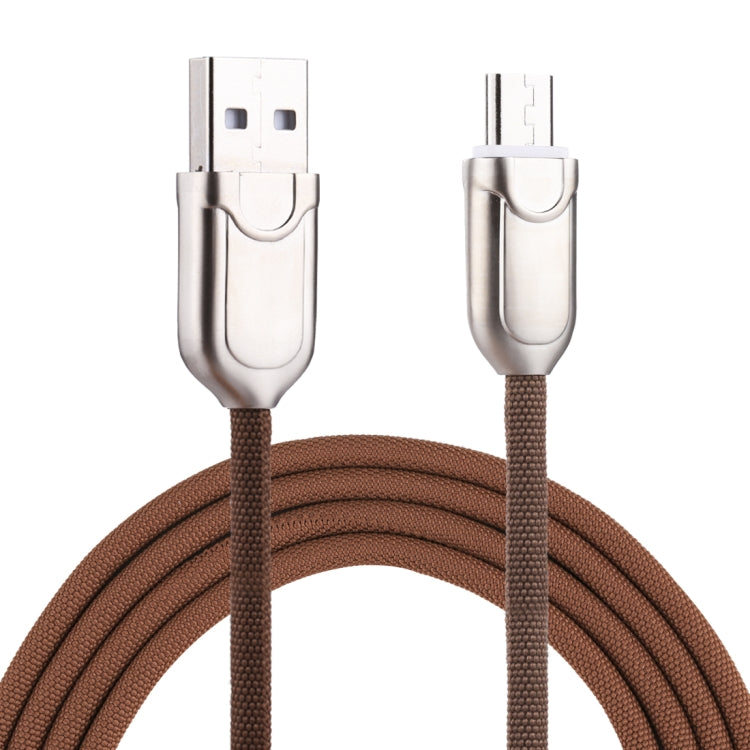 Brown braided Micro USB to USB 2.0 charging and sync cable, USB-A connectors