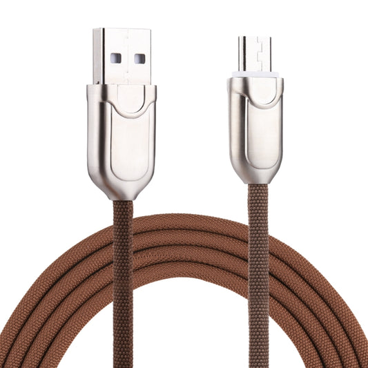 Brown braided Micro USB to USB 2.0 charging and sync cable, USB-A connectors