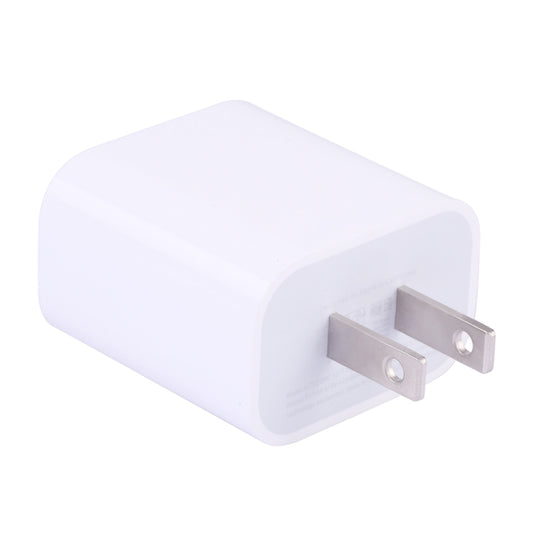 White USB-C PD quick charger adapter with US two-prong plug