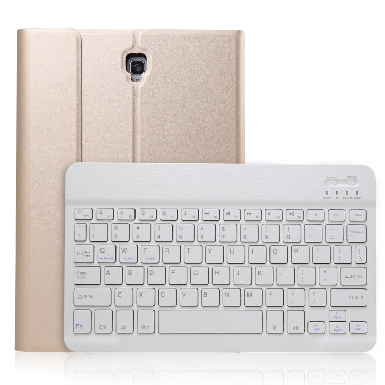 Ultrathin detachable magnetic tablet keyboard case with light gold folio and full-size white keys