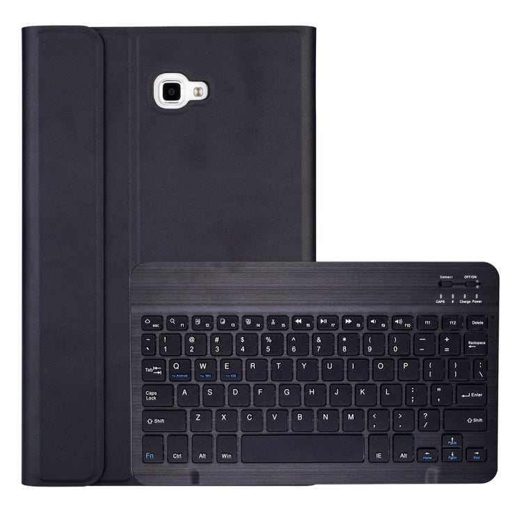 Black tablet keyboard case with detachable Bluetooth keyboard and rear camera cutout