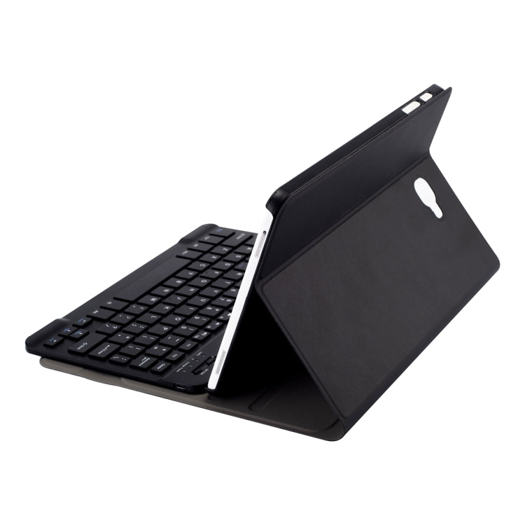 Black tablet keyboard case with keyboard folded out and protective front cover