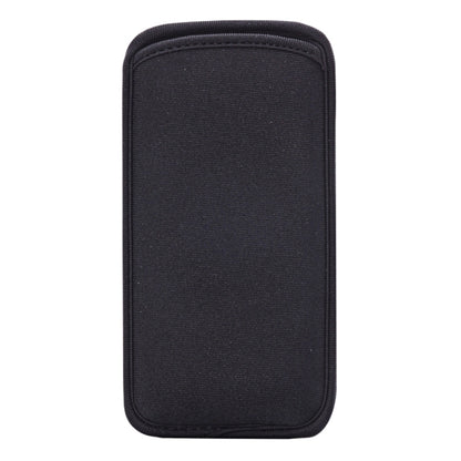Black neoprene phone pouch with padded front and rounded shape