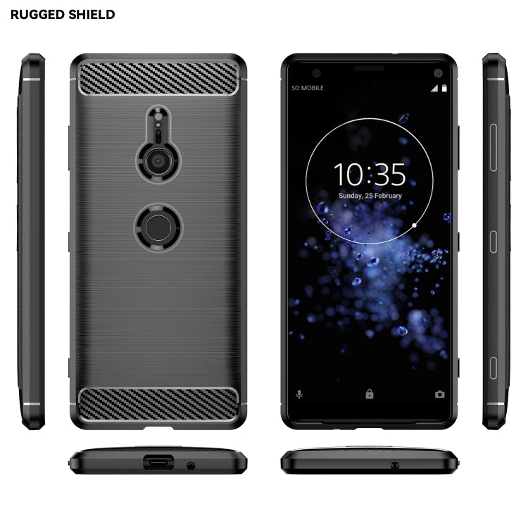Brushed texture shockproof TPU phone case set, dark gray with carbon fiber style panels