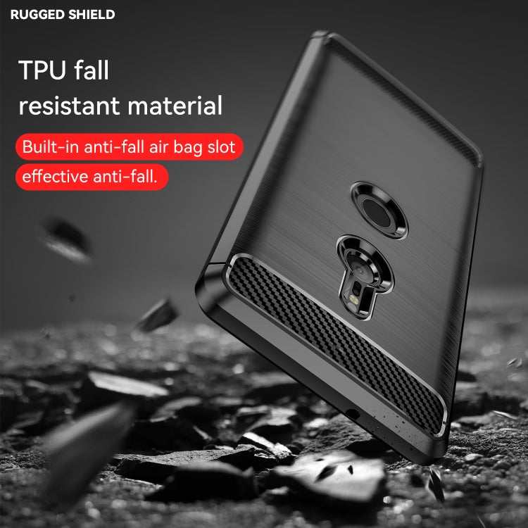 Brushed texture TPU phone case, dark gray with carbon fiber detail and impact protection