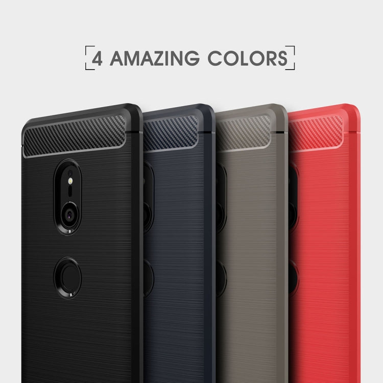 Four-color carbon-fiber TPU Xperia XZ3 cases, shockproof bumper, ring holder cutouts