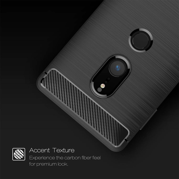 Black case with carbon-fiber style accent strip, camera and fingerprint cutouts