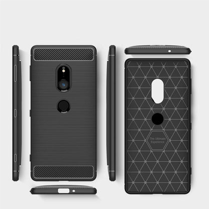 Black shockproof TPU phone case set with textured back and side buttons openings
