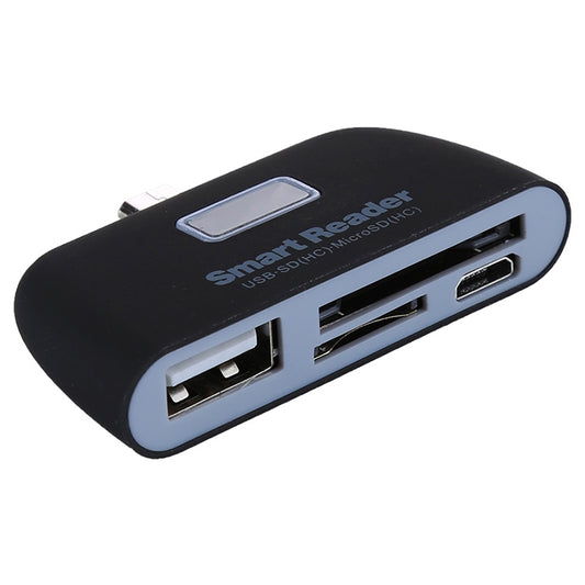 Black Smart Reader OTG connection kit with LED indicator and USB/SD ports