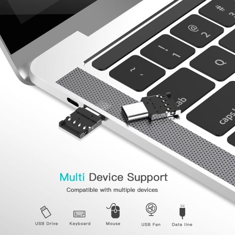 Aluminum USB-C OTG adapter connector, black internal contacts visible on port